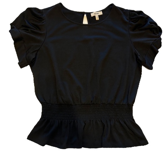 Black blouse with elastic waist - Picture 2 of 5